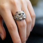 🎁😍🎁😍 Two items for only $28: a simple and elegant 925 sterling silver kitten ring with diamond inlays.🔥