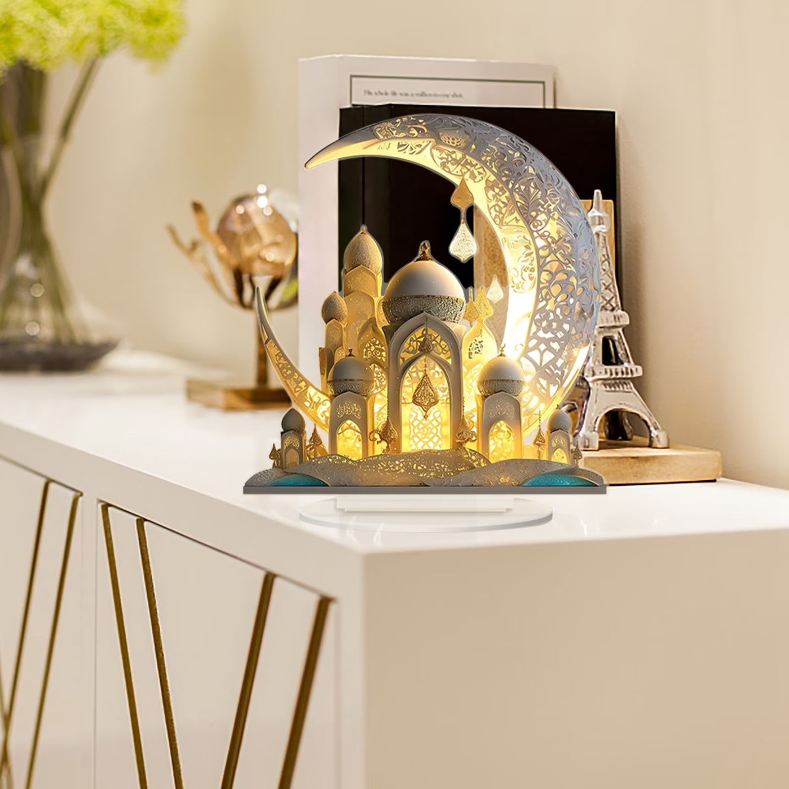 asddcavvf Calendar Decorations for Home Acrylic Desktop Ornament Moon Decoration for Table Bookshelf Home Party for Kids Women Christmas Three Decorations
