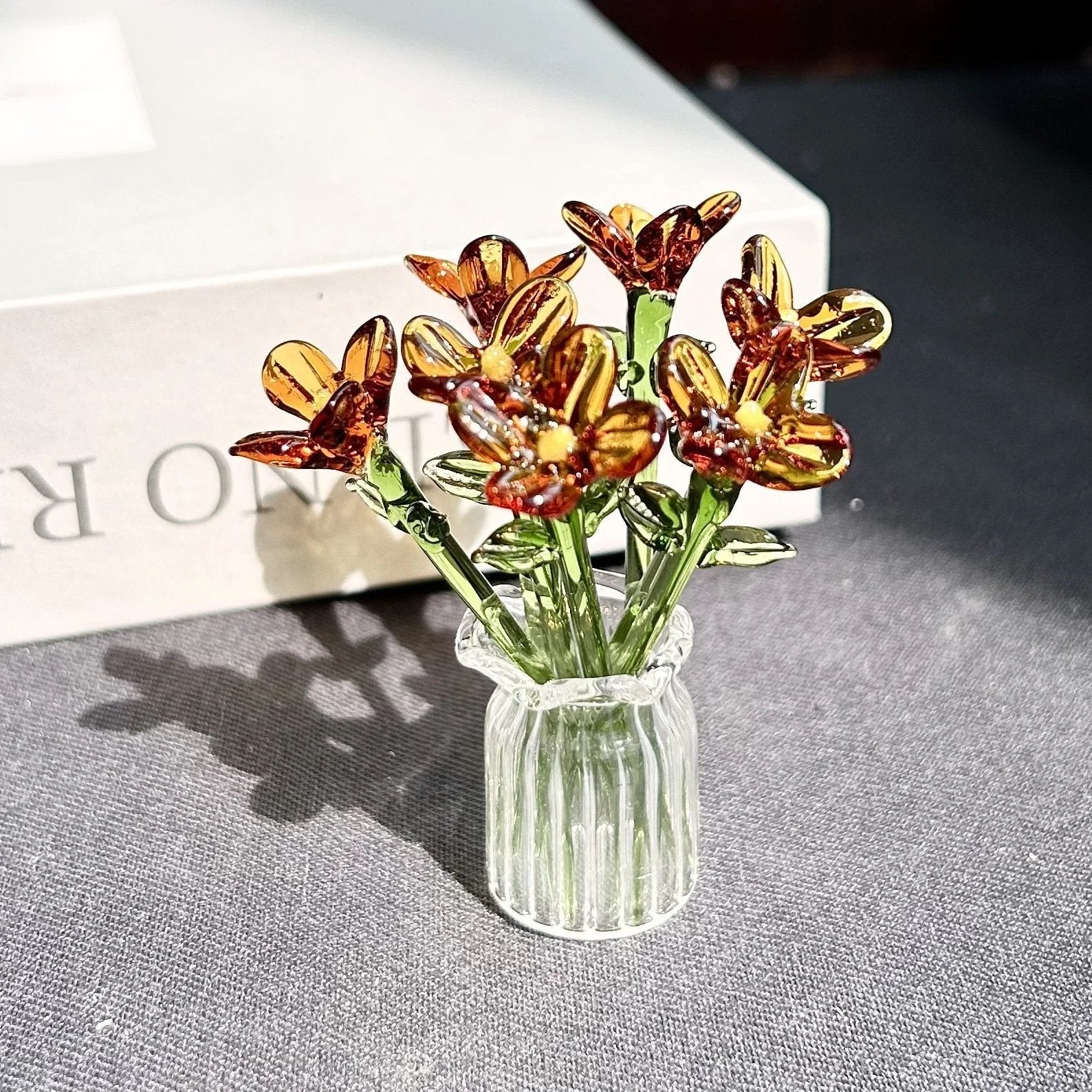 🌸🌸2026 Mother's Day Gifts 50% Off--🎁Mini Glass Flower Ornament Crafts Artificial Flower Floral Figurine