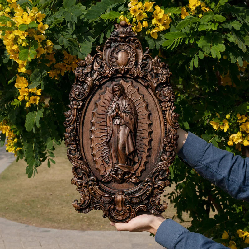 A Handcrafted Sanctuary: Our Lady of Guadalupe Wood Carving🔥
