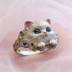 🎁😍🎁😍 Two items for only $28: a simple and elegant 925 sterling silver kitten ring with diamond inlays.🔥